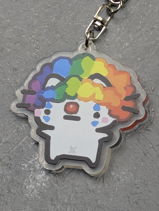 Porte-clés Chat Clown arc-en-ciel en acrylique, accessoire militant LGBT style kawaii