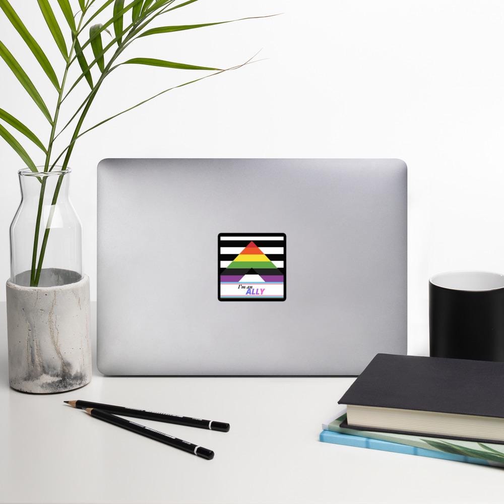 Autocollant "I'm an ALLY" pour Soutien LGBTQIA, drapeau Allié Progress Pride en vinyl