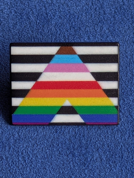 pin's Drapeau Allié LGBTQIA+ Badge en Émail Coloré, rectangle noir