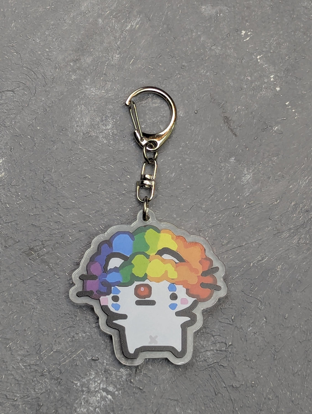 Porte-clés Chat Clown arc-en-ciel en acrylique, accessoire militant LGBT style kawaii