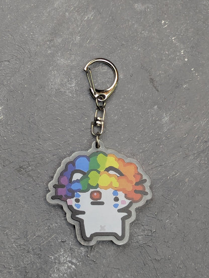 Porte-clés Chat Clown arc-en-ciel en acrylique, accessoire militant LGBT style kawaii