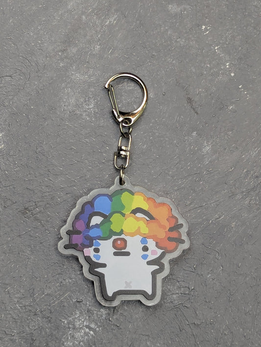 Porte-clés Chat Clown arc-en-ciel en acrylique, accessoire militant LGBT style kawaii