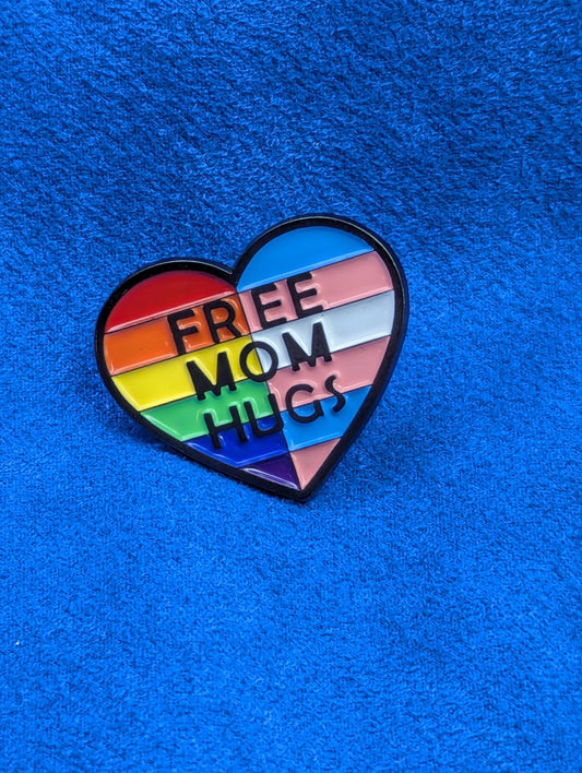 Pin's émail coeur "câlins gratuits d'une maman", badge drapeau arc-en-ciel et transgenre pour allié LGBTQ+