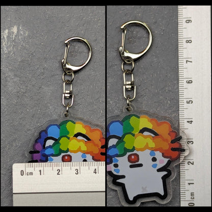 Porte-clés Chat Clown arc-en-ciel en acrylique, accessoire militant LGBT style kawaii