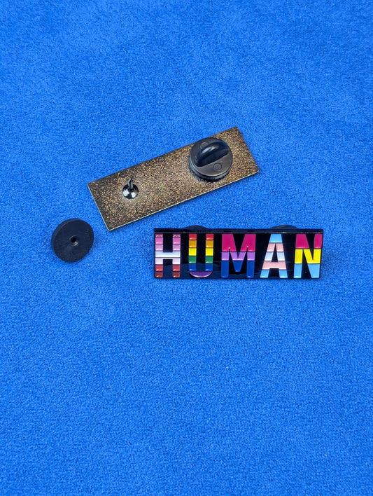 Badge Premium Émaillé HUMAN, Accessoire LGBT Pride Allié, 40mm