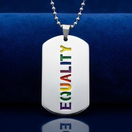 Collier plaque militaire Equality en acier inoxydable, pendentif arc-en-ciel LGBT pour allié engagé