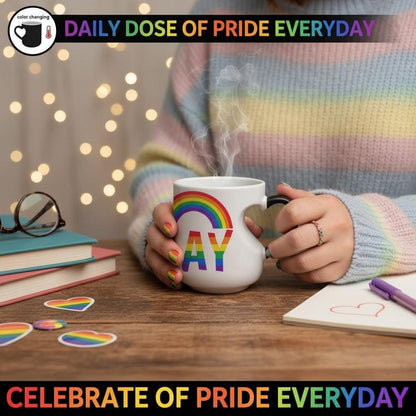 Lot de 4 Tasses thermoréactive cœur, arc-en-ciel Fierté LGBT, mug céramique, Gay friendly