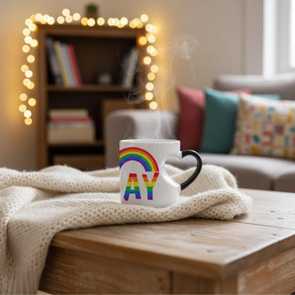 Lot de 4 Tasses thermoréactive cœur, arc-en-ciel Fierté LGBT, mug céramique, Gay friendly