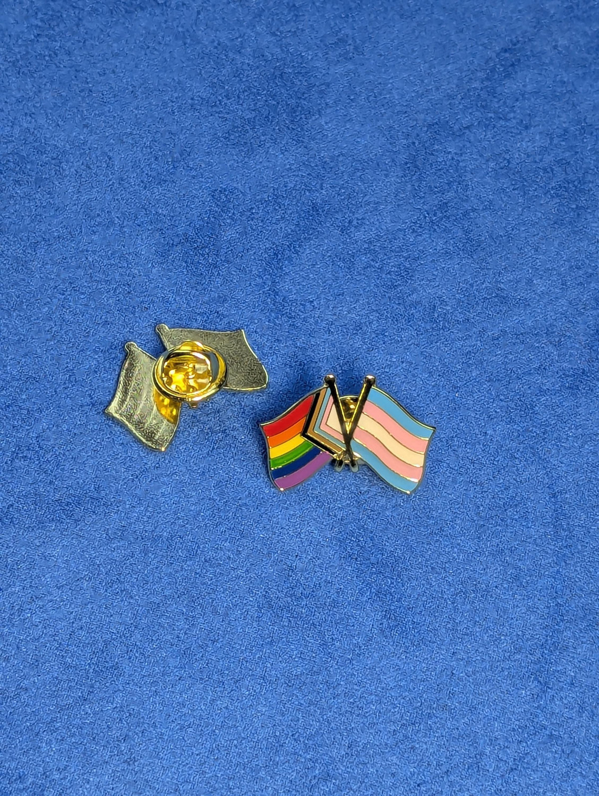 Pins émaillé double drapeau Progress Pride et Transgenre, badge métal allié LGBT
