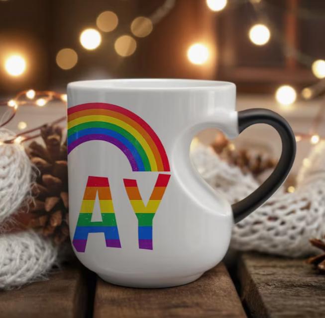 Lot de 4 Tasses thermoréactive cœur, arc-en-ciel Fierté LGBT, mug céramique, Gay friendly
