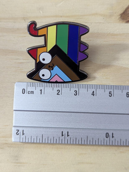 Pin's émail Chat LGBT, Badge drapeau progress pride accessoire militant