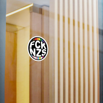 Autocollant rond FCK NZS aux couleurs du drapeau "Progress Pride", sticker vinyle imperméable pour ordinateur