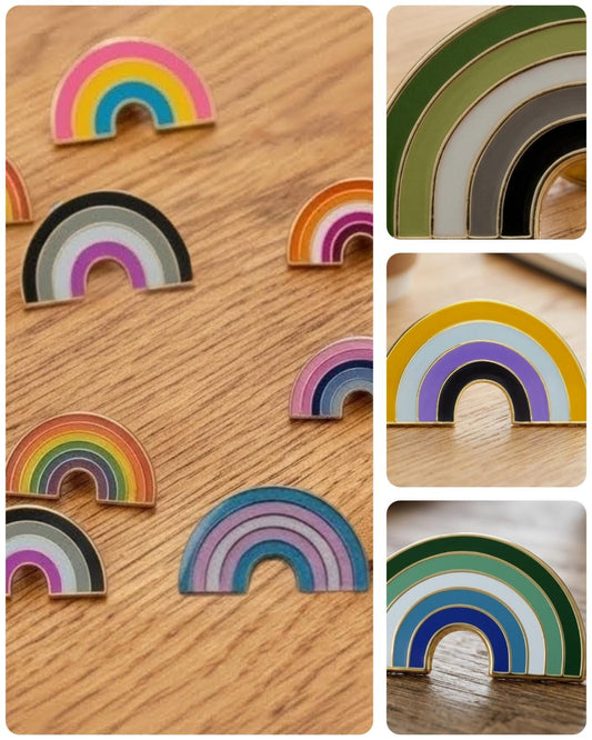 Pin's arc-en-ciel émail LGBTQIA+, badge soutien fierté queer, 12 drapeaux