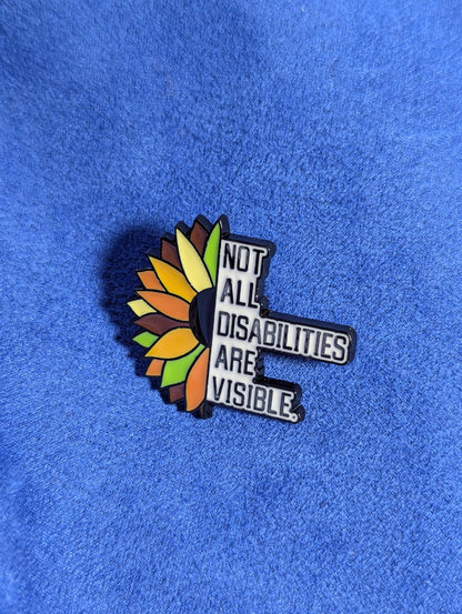 Pins handicap invisible tournesol en émail, insigne sensibilisation maladie chronique, broche inclusive fleur, badge métal