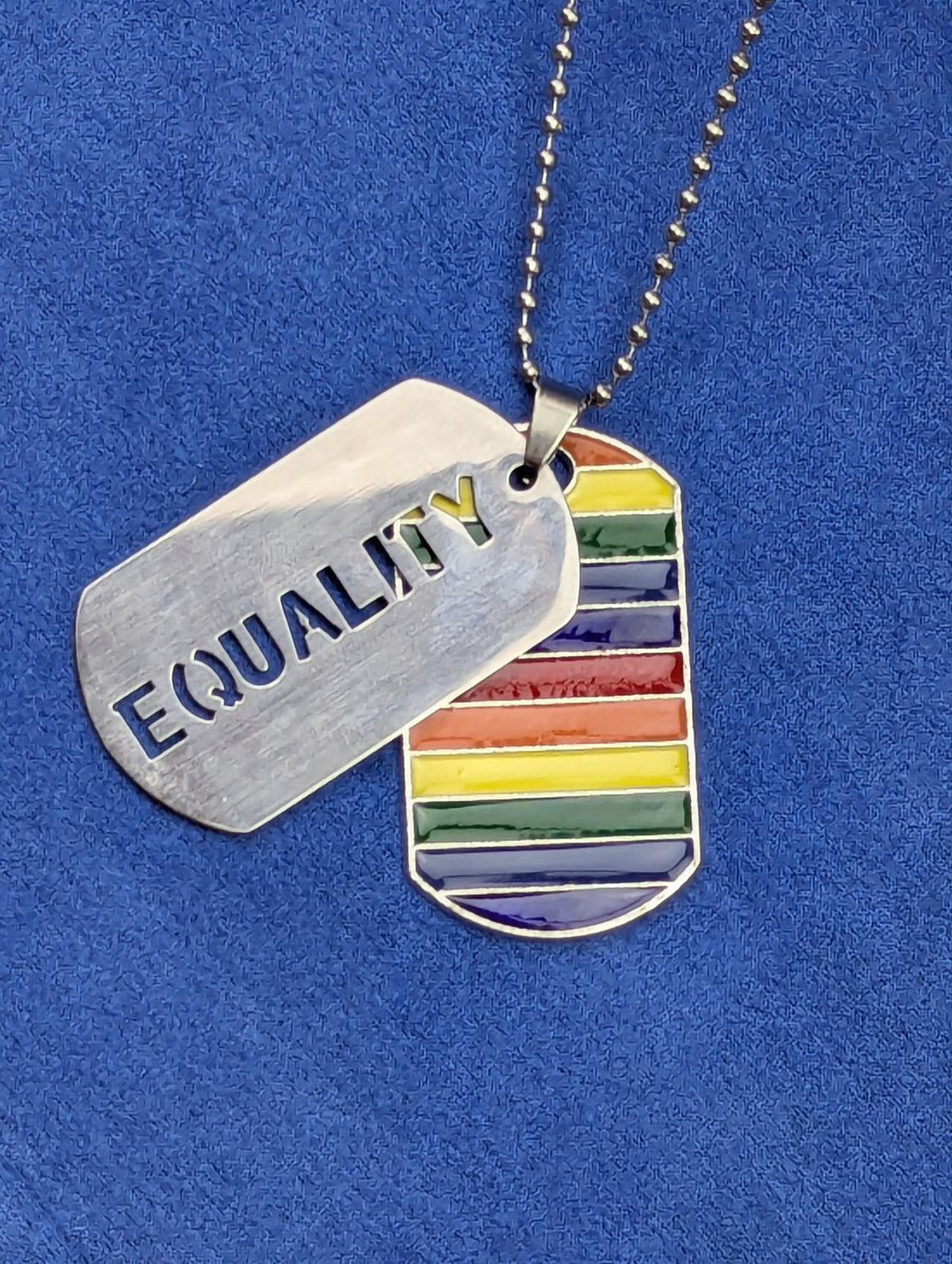 Collier plaque militaire Equality en acier inoxydable, pendentif arc-en-ciel LGBT pour allié engagé
