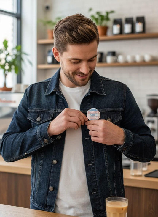 Badge rond Safe space pour allié transgenre, broche arc-en-ciel fierté LGBT