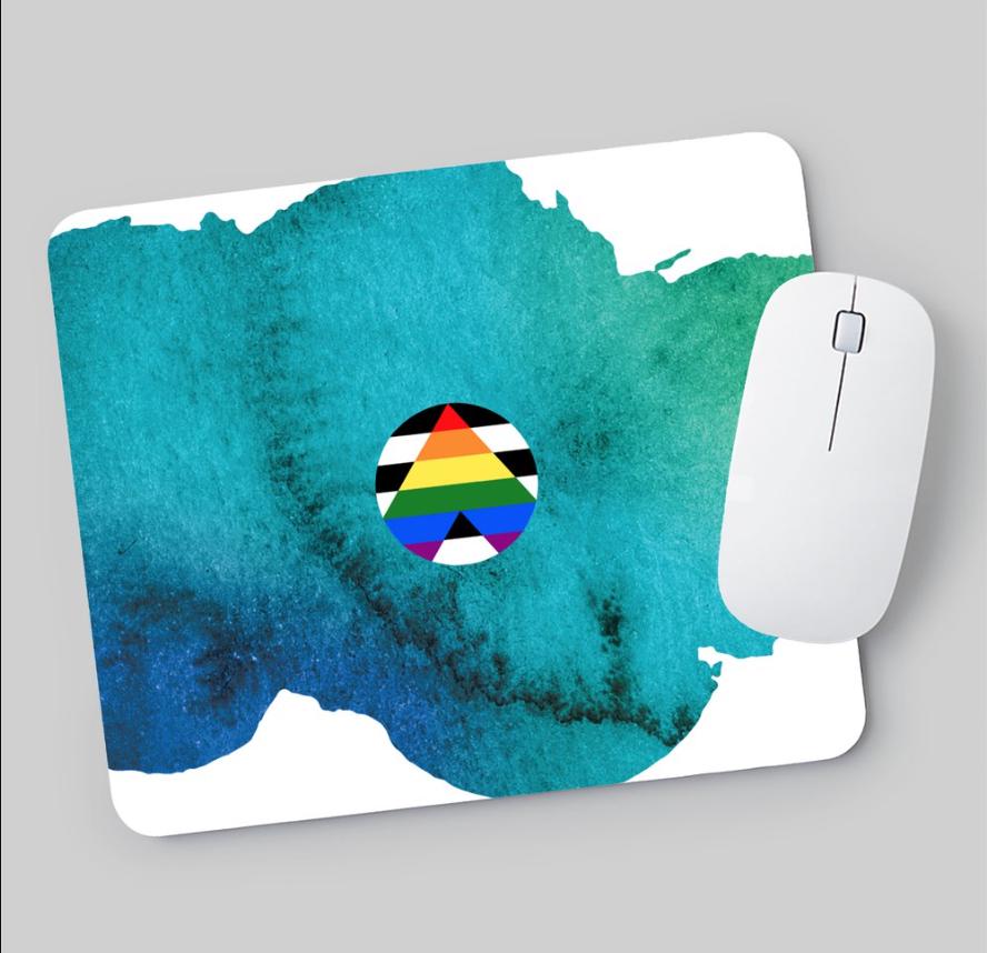 Tapis de souris Allié LGBTQIA avec impression drapeau, antidérapant, surface mate, watercolor