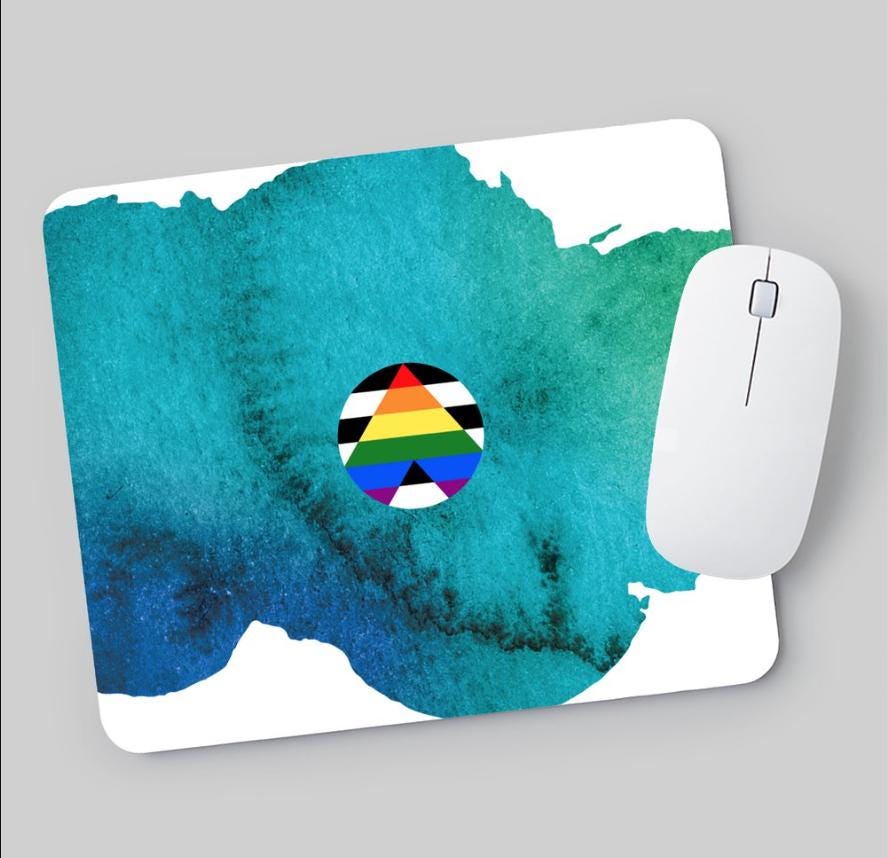 Tapis de souris avec impression drapeau allié LGBT, antidérapant, surface mate, watercolor