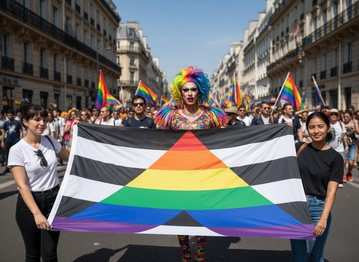 Grand drapeau Allié LGBT 150cm, tissu avec œillets métal, rectangle