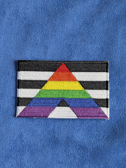 Patch Thermocollant Drapeau Allié LGBTQIA+ Pride, Support Inclusif, Brodé, rectangle
