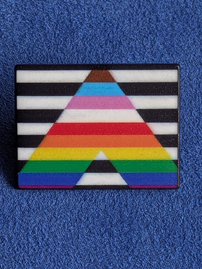 pin's Drapeau Allié LGBTQIA+ Badge en Émail Coloré, rectangle noir