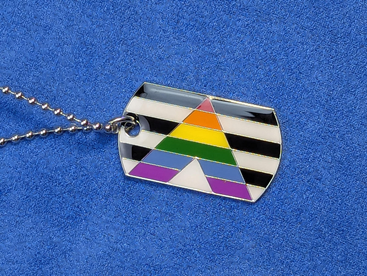 Collier pendentif rectangulaire drapeau fierté LGBT allié en laiton, Unisexe