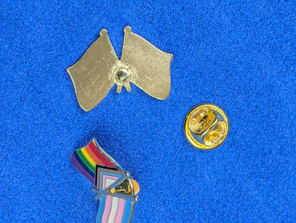 Pins émaillé double drapeau Progress Pride et Transgenre, badge métal allié LGBT