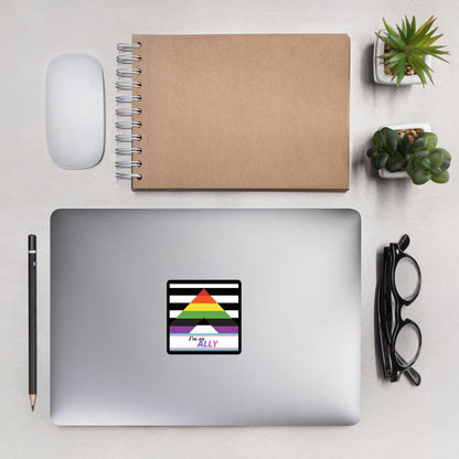 Autocollant "I'm an ALLY" pour Soutien LGBTQIA, drapeau Allié Progress Pride en vinyl