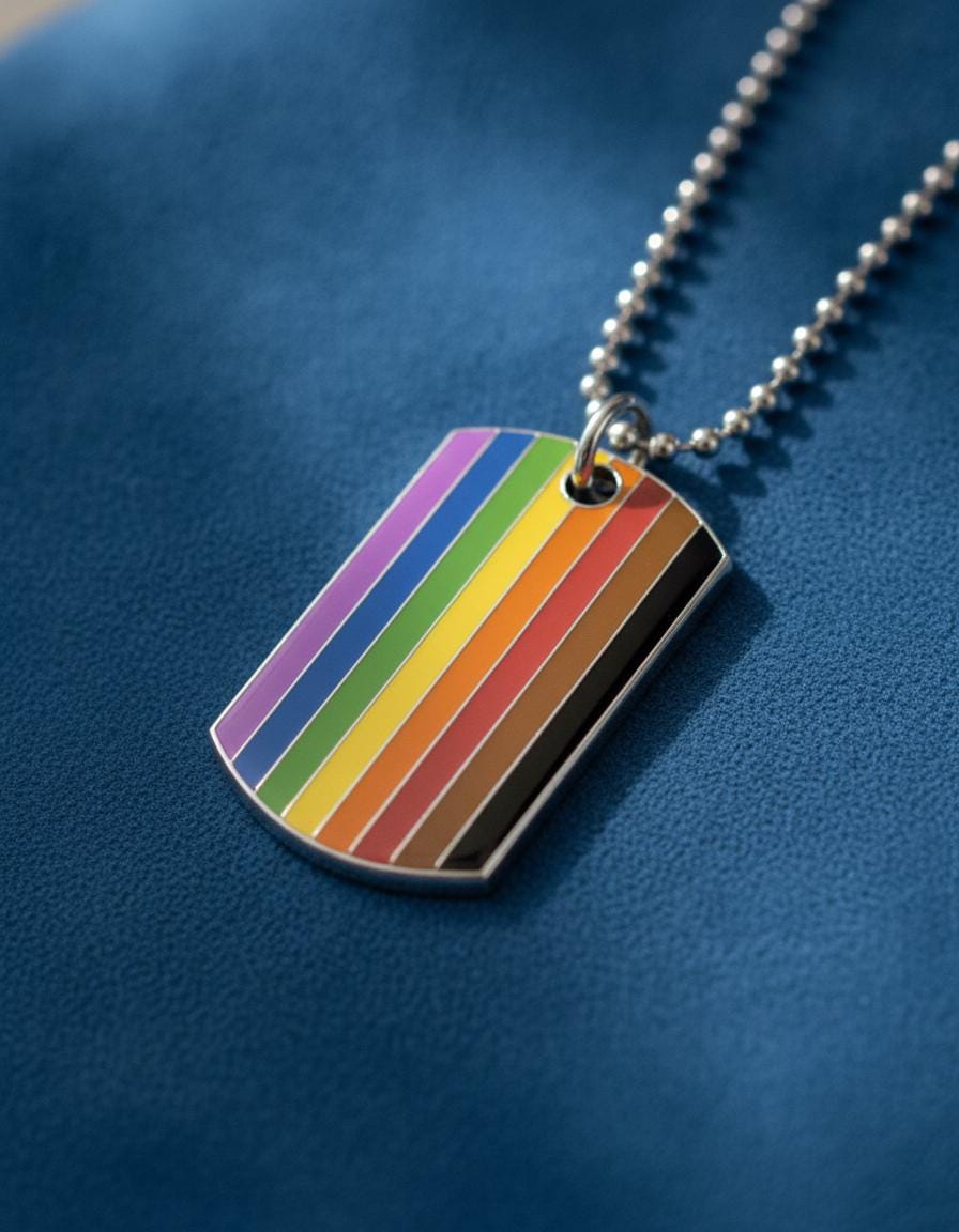 Collier pendentif rectangulaire drapeau fierté LGBT allié en laiton, Unisexe