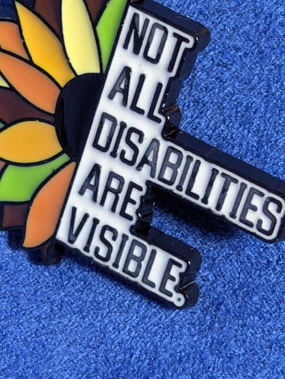 Pins handicap invisible tournesol en émail, insigne sensibilisation maladie chronique, broche inclusive fleur, badge métal