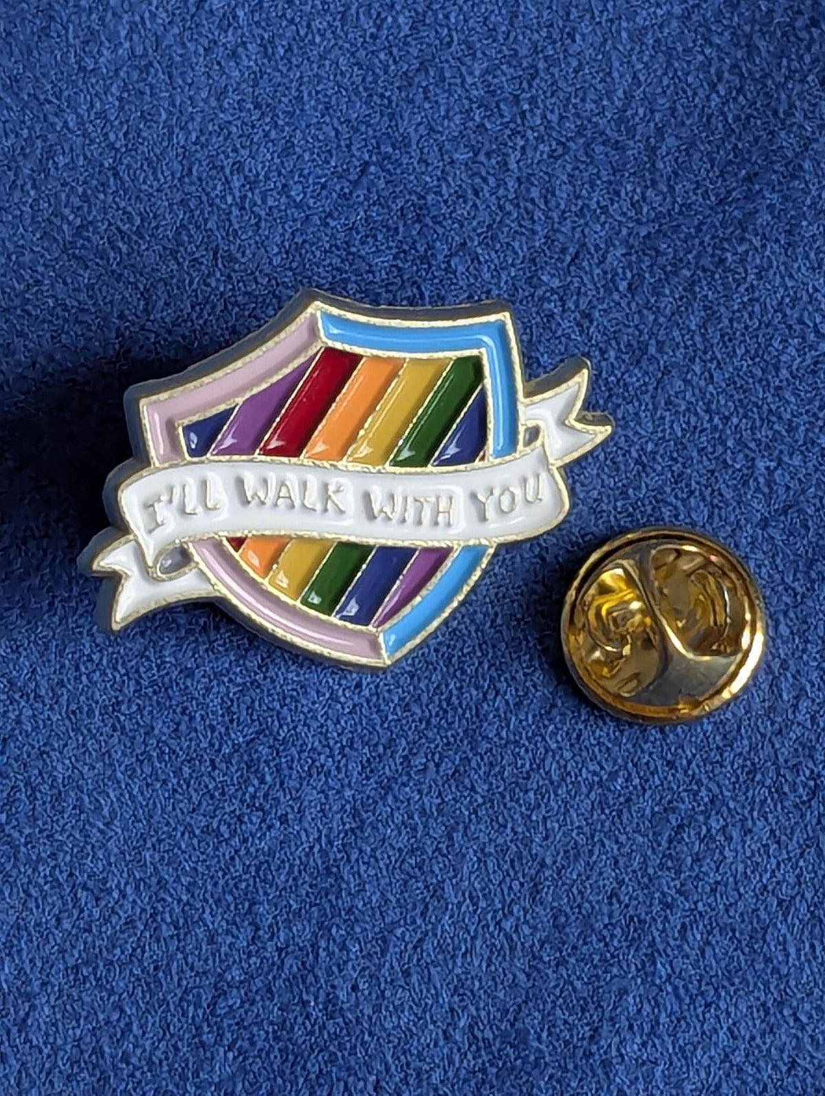 Pins de soutien avec mesage I'll Walk With You, badge en émail allié de la communauté LGBTQIA+