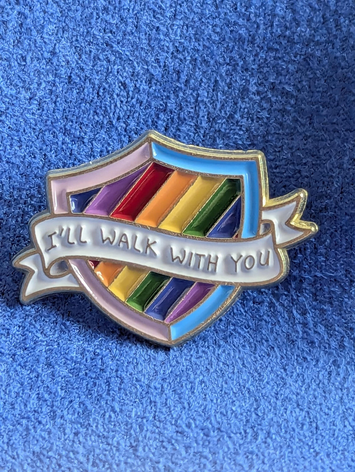 Pins de soutien avec mesage I'll Walk With You, badge en émail allié de la communauté LGBTQIA+