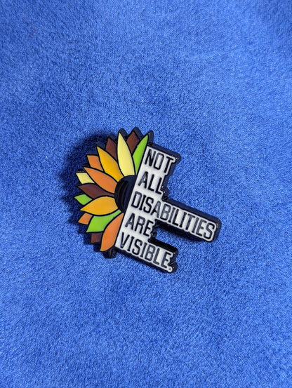 Pins handicap invisible tournesol en émail, insigne sensibilisation maladie chronique, broche inclusive fleur, badge métal