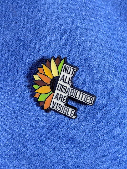 Pins handicap invisible tournesol en émail, insigne sensibilisation maladie chronique, broche inclusive fleur, badge métal