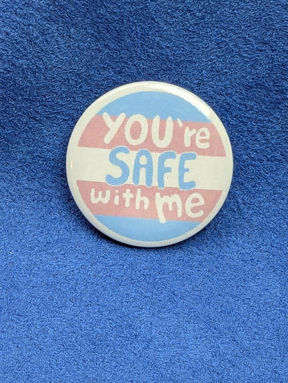Badge rond Safe space pour allié transgenre, broche arc-en-ciel fierté LGBT