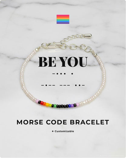 Bracelet code Morse FUCK TRUMP arc-en-ciel, pride queer résistance, message personnalisé