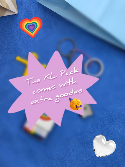 Sachet surprise Pride LGBTQ+ pins badges stickers accessoires arc-en-ciel exclusifs queer