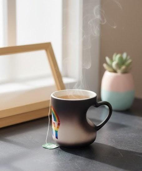 Lot de 4 Tasses thermoréactive cœur, arc-en-ciel Fierté LGBT, mug céramique, Gay friendly