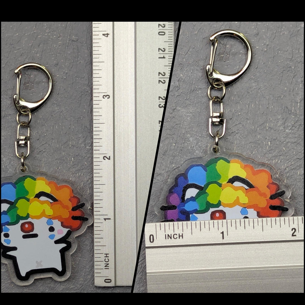 Porte-clés Chat Clown arc-en-ciel en acrylique, accessoire militant LGBT style kawaii