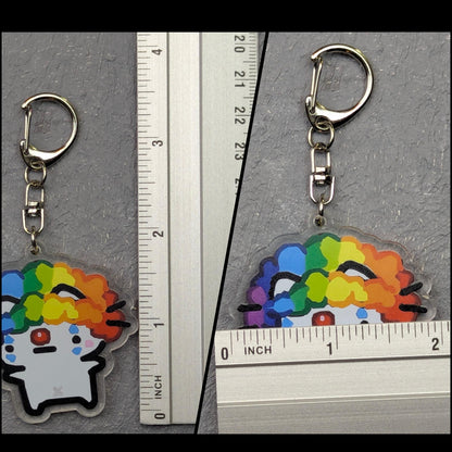 Porte-clés Chat Clown arc-en-ciel en acrylique, accessoire militant LGBT style kawaii