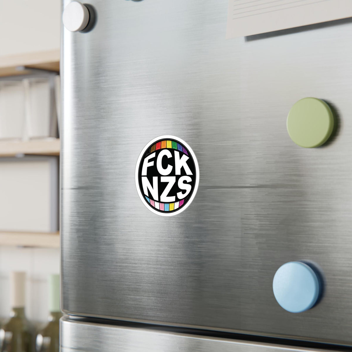 Autocollant rond FCK NZS aux couleurs du drapeau "Progress Pride", sticker vinyle imperméable pour ordinateur